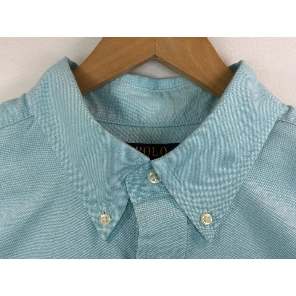 Polo Ralph Lauren Classic Fit Button Down Short Sleeve Shirt Teal Casual Sz XLT - Picture 3 of 7